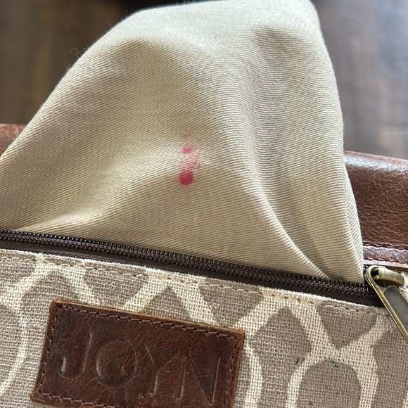 JOYN brown leather Crossbody shoulder Bag Purse Geometric print - Picture 9 of 12